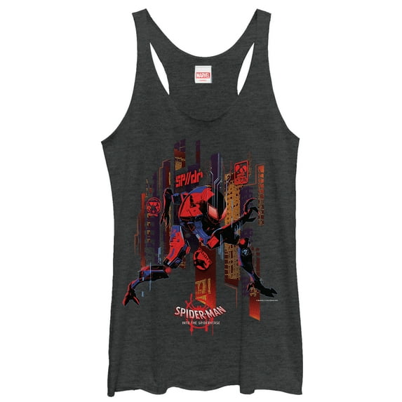 Women's Marvel Spider-Man: Into the Spider-Verse Invisible Racerback Tank Top Black Heather Small