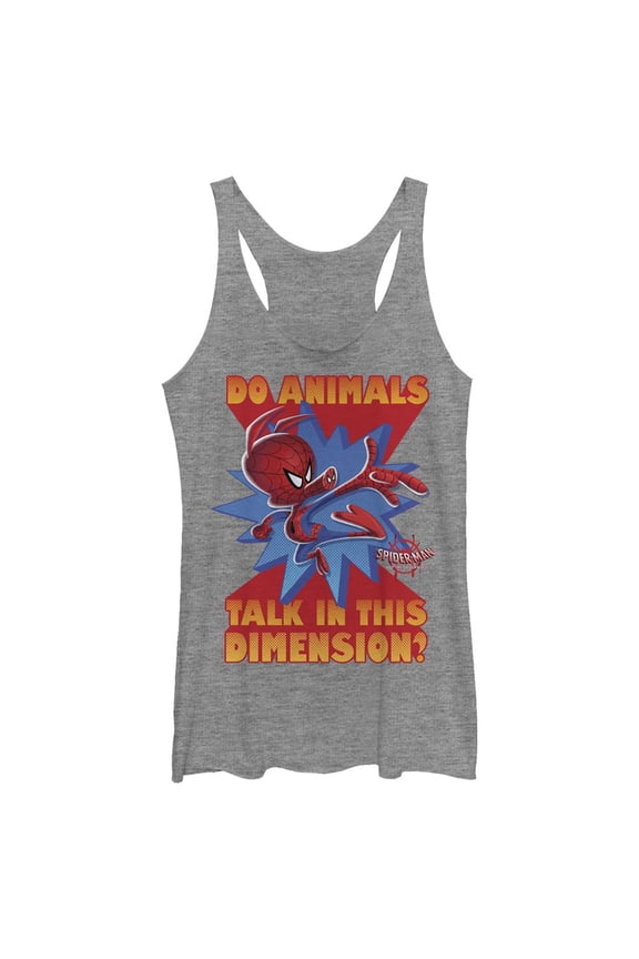 Women's Marvel Spider-Man: Into the Spider-Verse Spider-Ham Do Animals Talk Racerback Tank Top Gray Heather Large