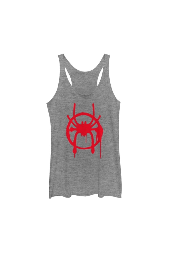 Women's Marvel Spider-Man: Into the Spider-Verse Symbol Racerback Tank Top Gray Heather Medium