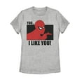 thumbnail image 1 of Women's Marvel Spider-Man Likes You  Graphic Tee Athletic Heather Large, 1 of 3