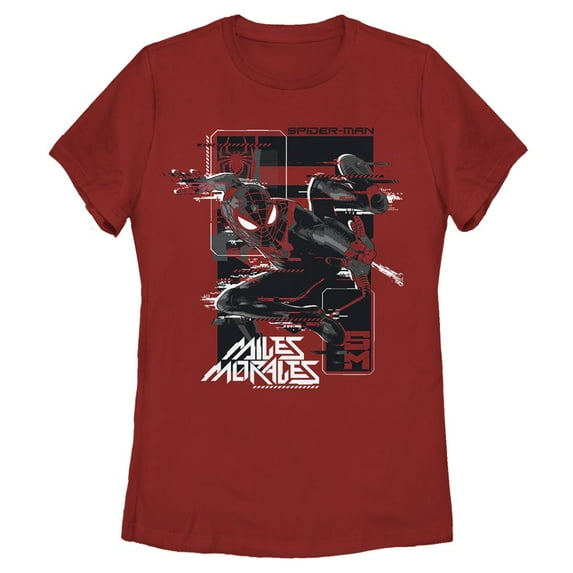 Women's Marvel Spider-Man: Miles Morales Glitch Frame Graphic Tee Red 2X Large
