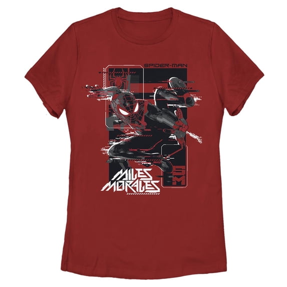 Women's Marvel Spider-Man: Miles Morales Glitch Frame Graphic Tee Red Small