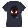 thumbnail image 1 of Women's Marvel Spider-Man: Miles Morales Glitch Mask  Graphic Tee Navy Blue Small, 1 of 4