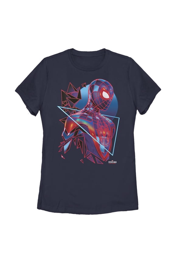 Women's Marvel Spider-Man: Miles Morales Retro Hero Graphic Tee Navy Blue Medium