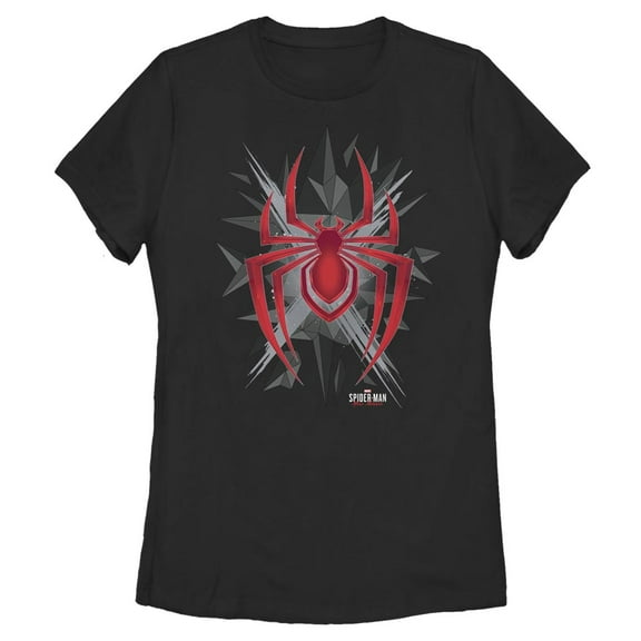 Women's Marvel Spider-Man: Miles Morales Shatter Logo  Graphic Tee Black 2X Large