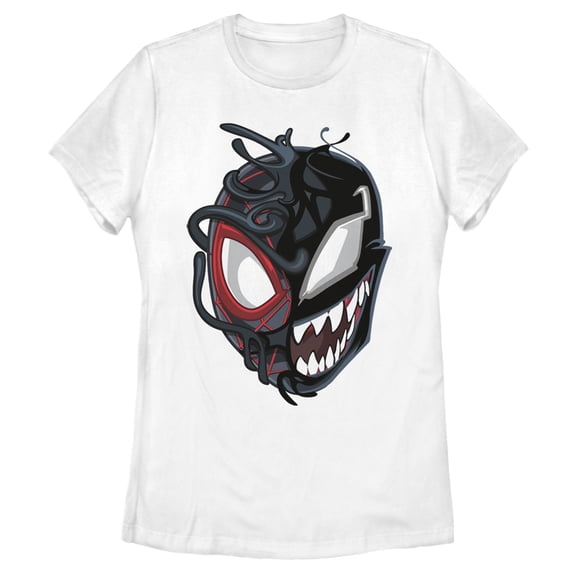 Women's Marvel Spider-Man Miles Venom Mask Graphic Tee White 2X Large