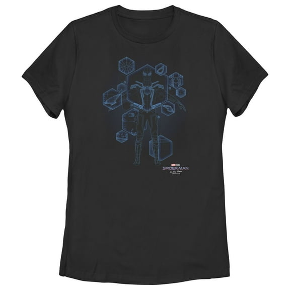 Women's Marvel Spider-Man: No Way Home Black Suit Blueprint Graphic Tee Black Small
