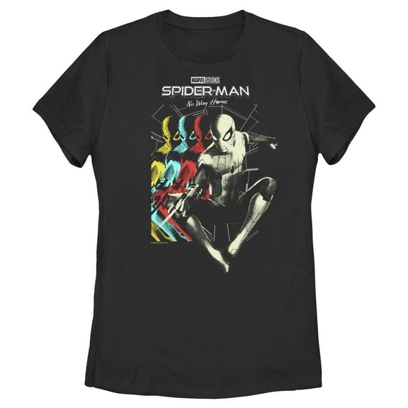 Women's Marvel Spider-Man: No Way Home Colorful Stack  Graphic Tee Black X Large