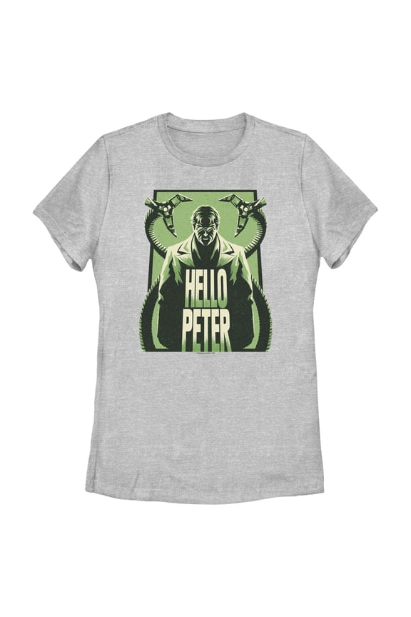Women's Marvel Spider-Man: No Way Home Doc Ock Hello Peter Graphic Tee Athletic Heather Medium