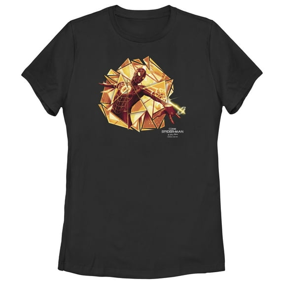 Women's Marvel Spider-Man: No Way Home Gold Web Shot  Graphic Tee Black Large