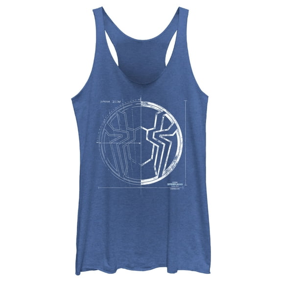 Women's Marvel Spider-Man: No Way Home Spider Icon Blueprint  Racerback Tank Top Royal Blue Heather X Small