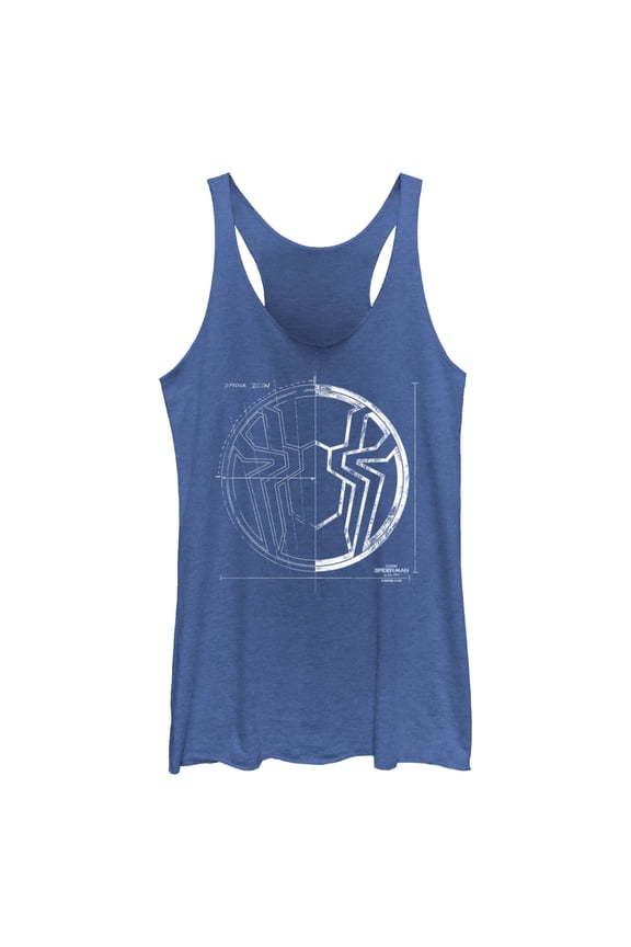 Women's Marvel Spider-Man: No Way Home Spider Icon Blueprint  Racerback Tank Top Royal Blue Heather Medium