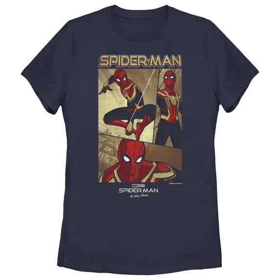 Women's Marvel Spider-Man: No Way Home Three Panel Poster Graphic Tee Navy Blue X Large