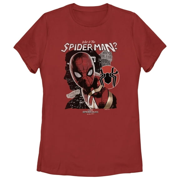 Women's Marvel Spider-Man: No Way Home Who is the Spider-Man  Graphic Tee Red X Large