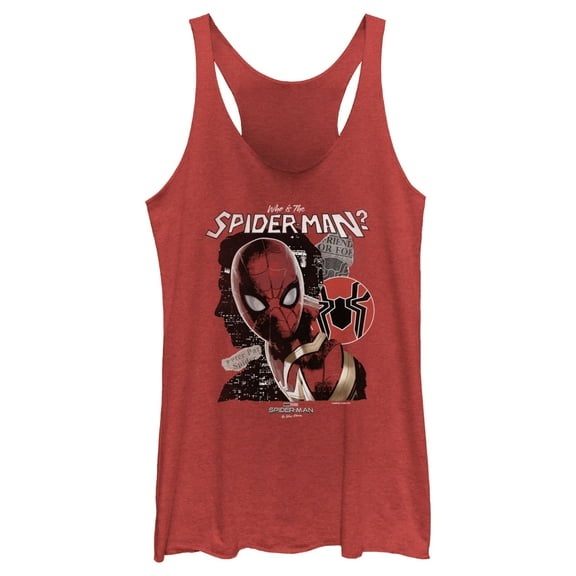 Women's Marvel Spider-Man: No Way Home Who is the Spider-Man  Racerback Tank Top Red Heather Medium