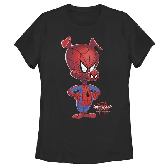 Women's Marvel Spider-Man Spiderverse Spider-Ham Portrait Graphic Tee Black Small