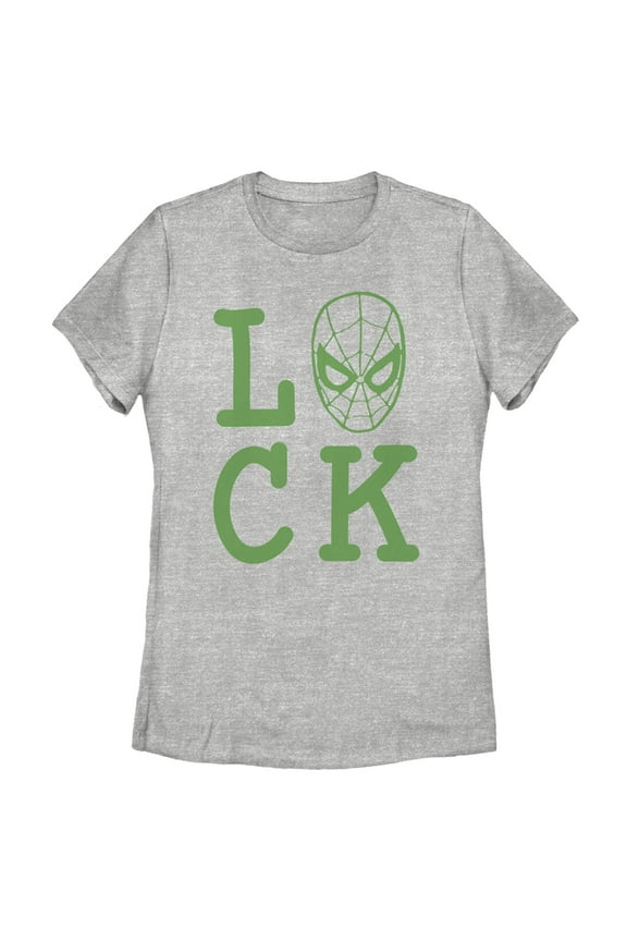 Women's Marvel Spider-Man St. Patrick's Day Spidey Luck Graphic Tee Athletic Heather Medium