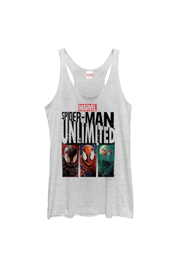 Women's Marvel Spider-Man Unlimited Trio Racerback Tank Top White Heather Medium
