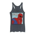 thumbnail image 1 of Women's Marvel Spider-Man #tehe Giggle  Racerback Tank Top Navy Blue Heather Small, 1 of 3