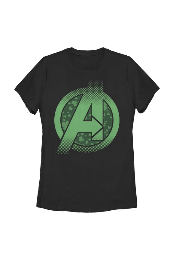 Women's Marvel St. Patrick's Day Avengers' Logo  Graphic Tee Black Medium