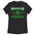 thumbnail image 1 of Women's Marvel St. Patrick's Day Black Panther Who Needs Luck Graphic Tee Black X Large, 1 of 4