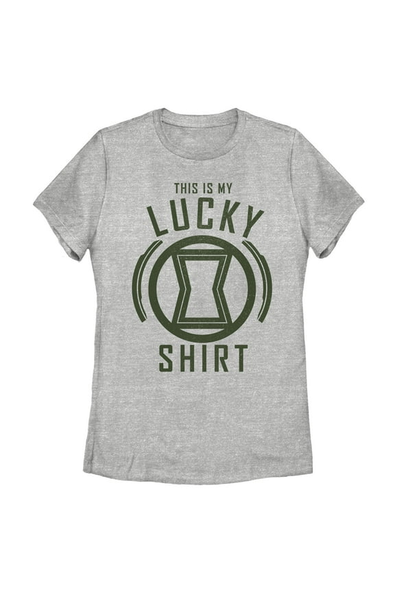 Women's Marvel St. Patrick's Day Black Widow My Lucky Shirt Graphic Tee Athletic Heather Small