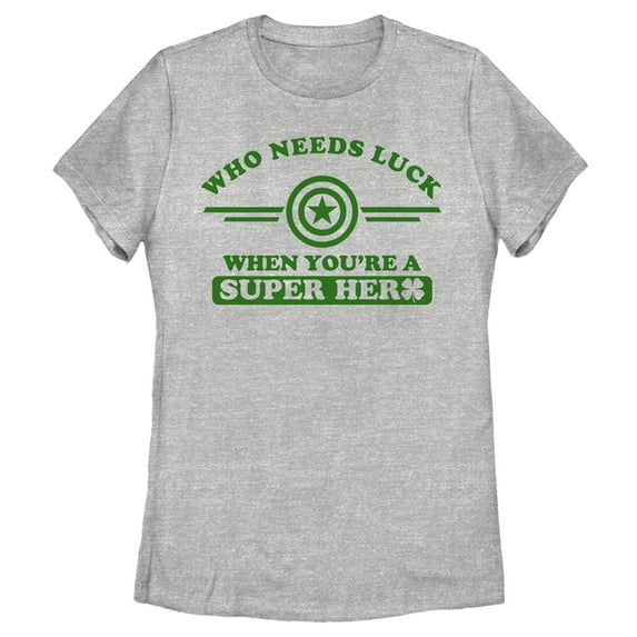 Women's Marvel St. Patrick's Day Captain America No Luck Needed Graphic T-Shirt