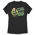 thumbnail image 1 of Women's Marvel St. Patrick's Day Captain Marvel Who Needs Luck  Graphic Tee Black Small, 1 of 4