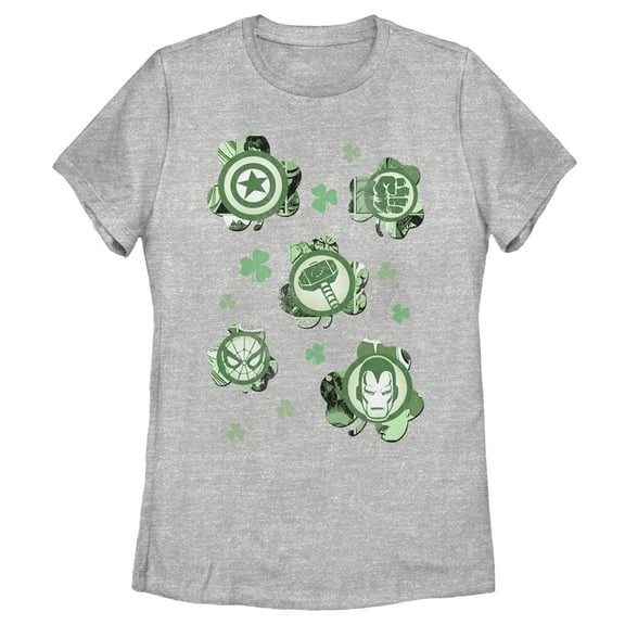 Women's Marvel St. Patrick's Day Clover Icon  Graphic Tee Athletic Heather Large