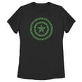 thumbnail image 1 of Women's Marvel St. Patrick's Day Green Plaid Captain America Shield  Graphic Tee Black 2X Large, 1 of 4