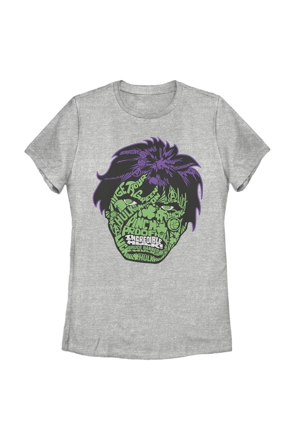 Women's Marvel St. Patrick's Day Hulk Face Graphic Tee Athletic Heather Medium