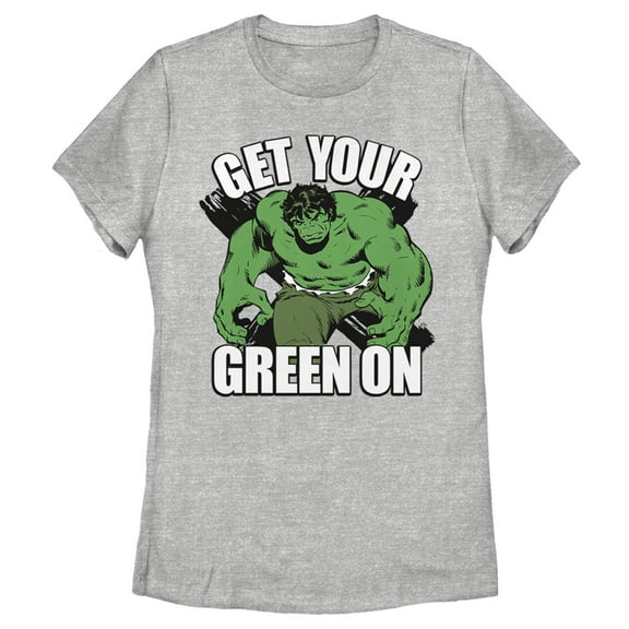 Women's Marvel St. Patrick's Day Hulk Green On  Graphic Tee Athletic Heather X Large