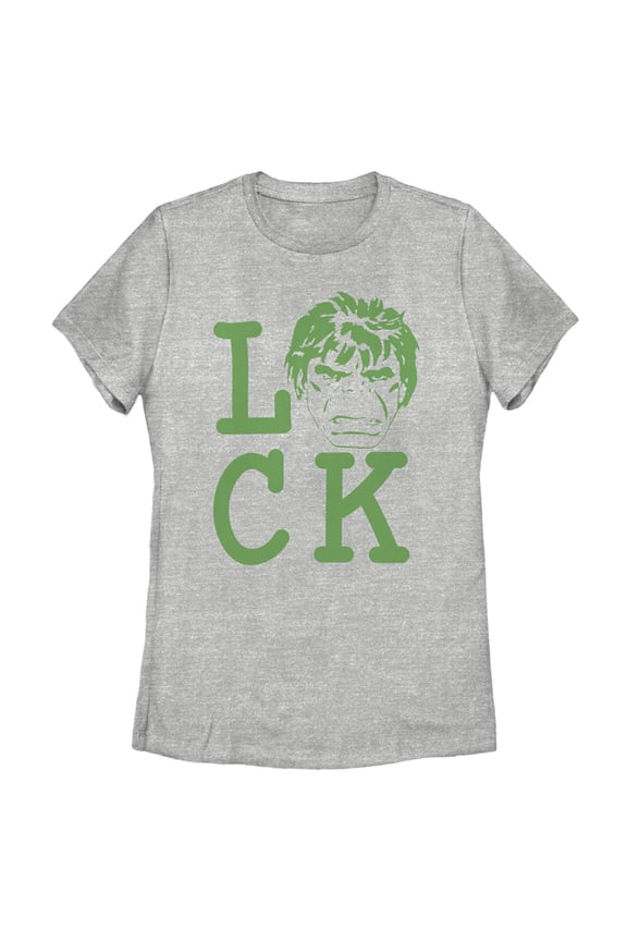 Women's Marvel St. Patrick's Day Hulk Luck Graphic Tee Athletic Heather 2X Large
