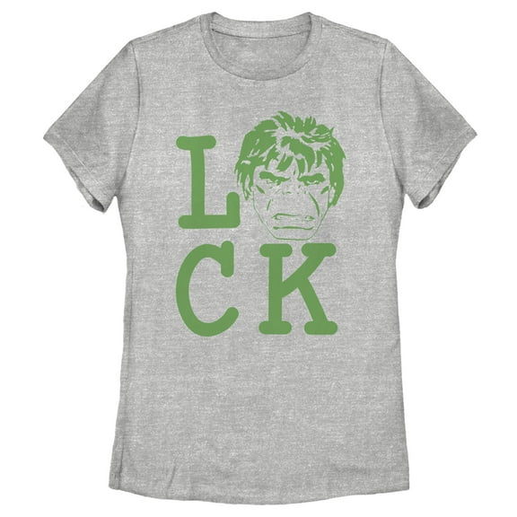 Women's Marvel St. Patrick's Day Hulk Luck  Graphic Tee Athletic Heather Medium