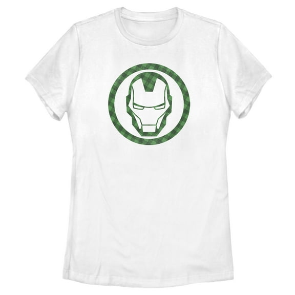 Women's Marvel St. Patrick's Day Lucky Iron Man Mask  Graphic Tee White X Large