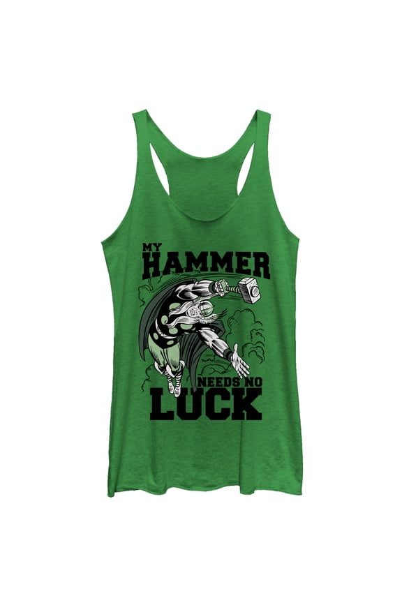 Women's Marvel St. Patrick's Day Thor Lucky Hammer Racerback Tank Top Envy Green X Small