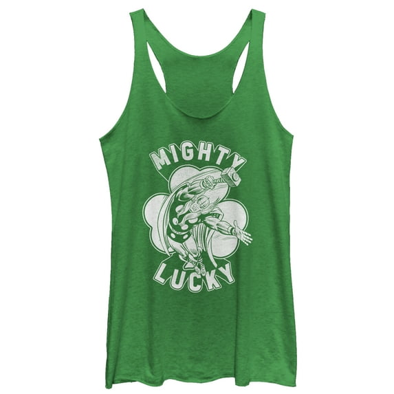 Women's Marvel St. Patrick's Day Thor Mighty Lucky Clover Racerback Tank Top Envy Green X Large