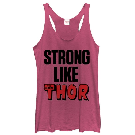Women's Marvel Strong Like Thor Racerback Tank Top Pink Heather Large