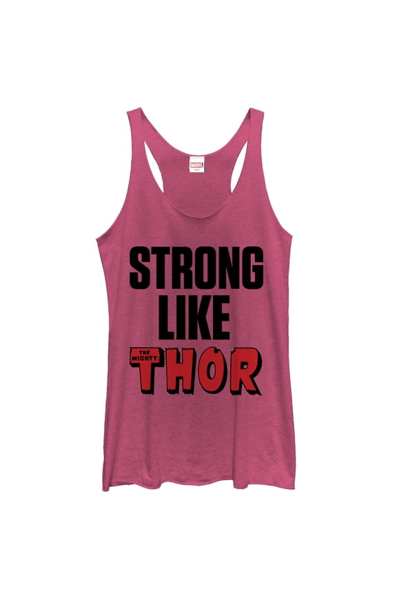 Women's Marvel Strong Like Thor Racerback Tank Top Pink Heather Medium