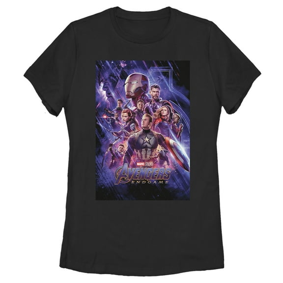 Women's Marvel Studios Avengers Endgame Space Group Shot Poster Graphic Tee Black 2X Large