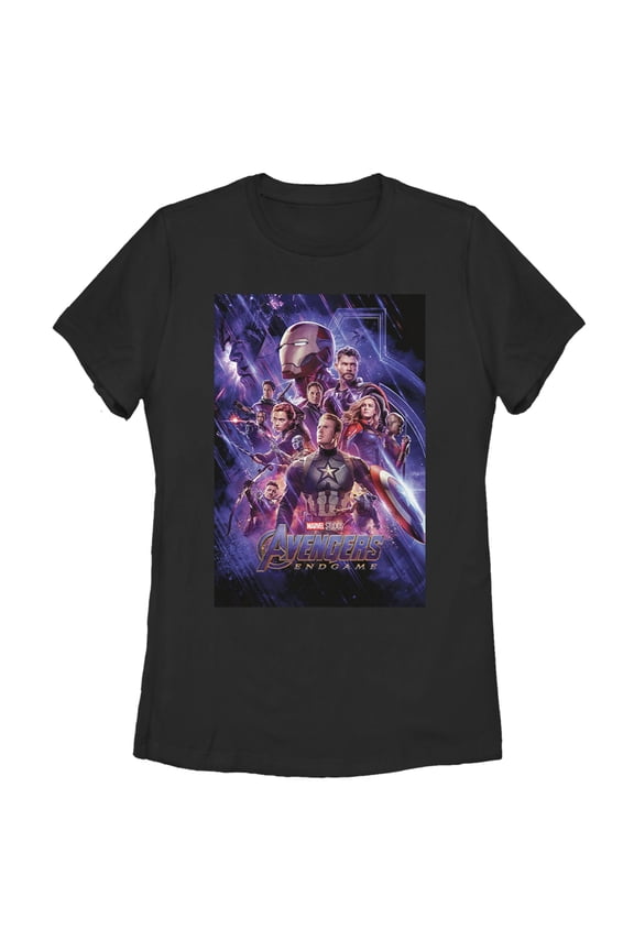 Women's Marvel Studios Avengers Endgame Space Group Shot Poster Graphic Tee Black Small