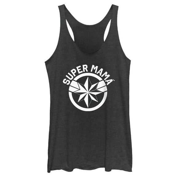 Women's Marvel Super Mama  Racerback Tank Top Black Heather 2X Large