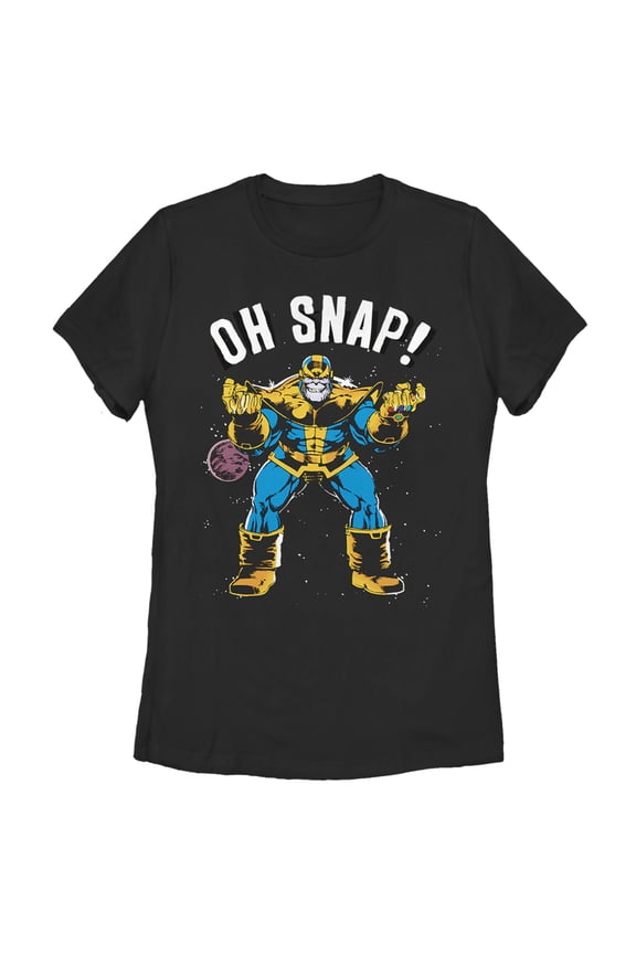 Women's Marvel Thanos Retro Oh Snap Graphic Tee Black Medium
