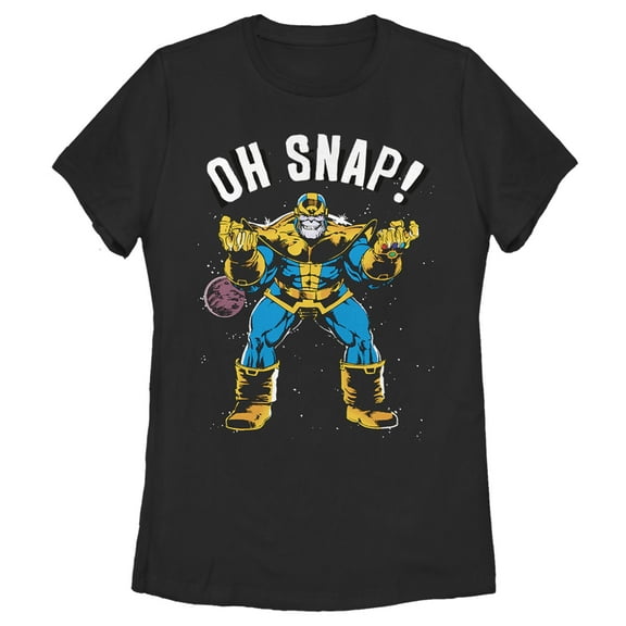Women's Marvel Thanos Retro Oh Snap  Graphic Tee Black X Large