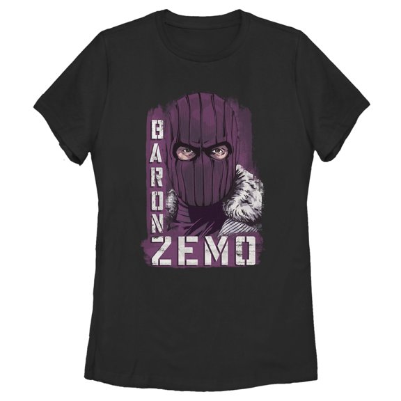 Women's Marvel The Falcon and the Winter Soldier Baron Zemo Close-Up  Graphic Tee Black Medium