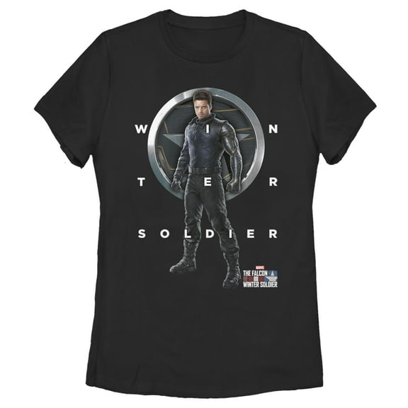 Women's Marvel The Falcon and the Winter Soldier Bucky Shield Graphic Tee Black Small