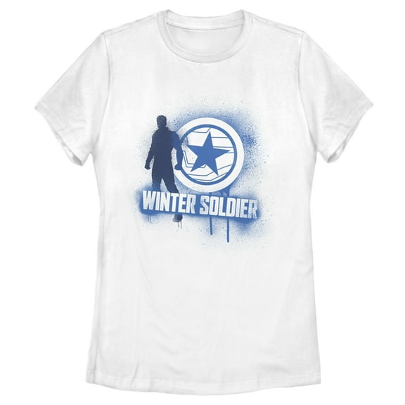 Women's Marvel The Falcon and the Winter Soldier Bucky Spray Paint Graphic Tee White 2X Large