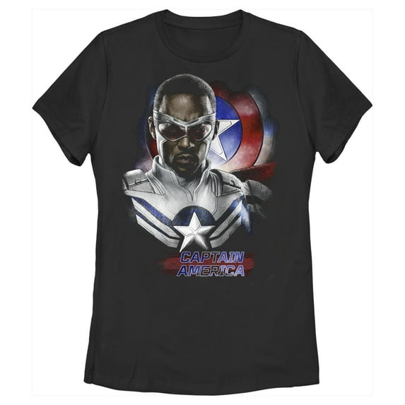 Women's Marvel The Falcon and the Winter Soldier Captain America Pose Sam Graphic Tee Black Medium