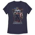 thumbnail image 1 of Women's Marvel The Falcon and the Winter Soldier Captain America Ready  Graphic Tee Navy Blue Small, 1 of 5