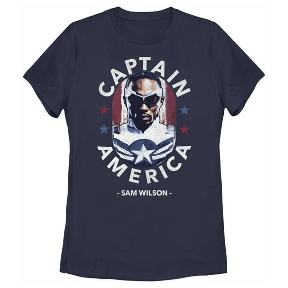 Women's Marvel The Falcon and the Winter Soldier Captain America Sam Wilson Graphic Tee Navy Blue Small